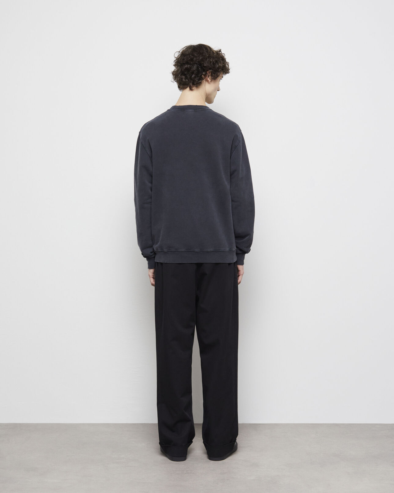 The Kooples MEN BLACK WASHED black screen print sweatshirt