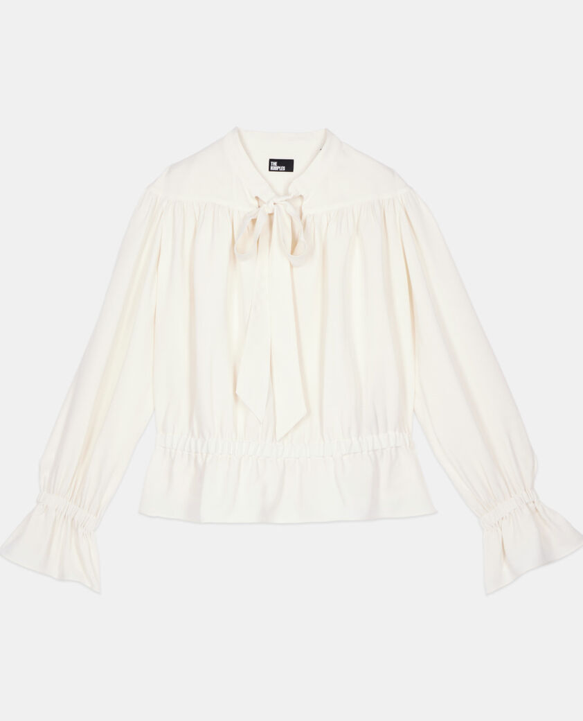 The Kooples MUJER ECRU top blanco crudo fruncidos