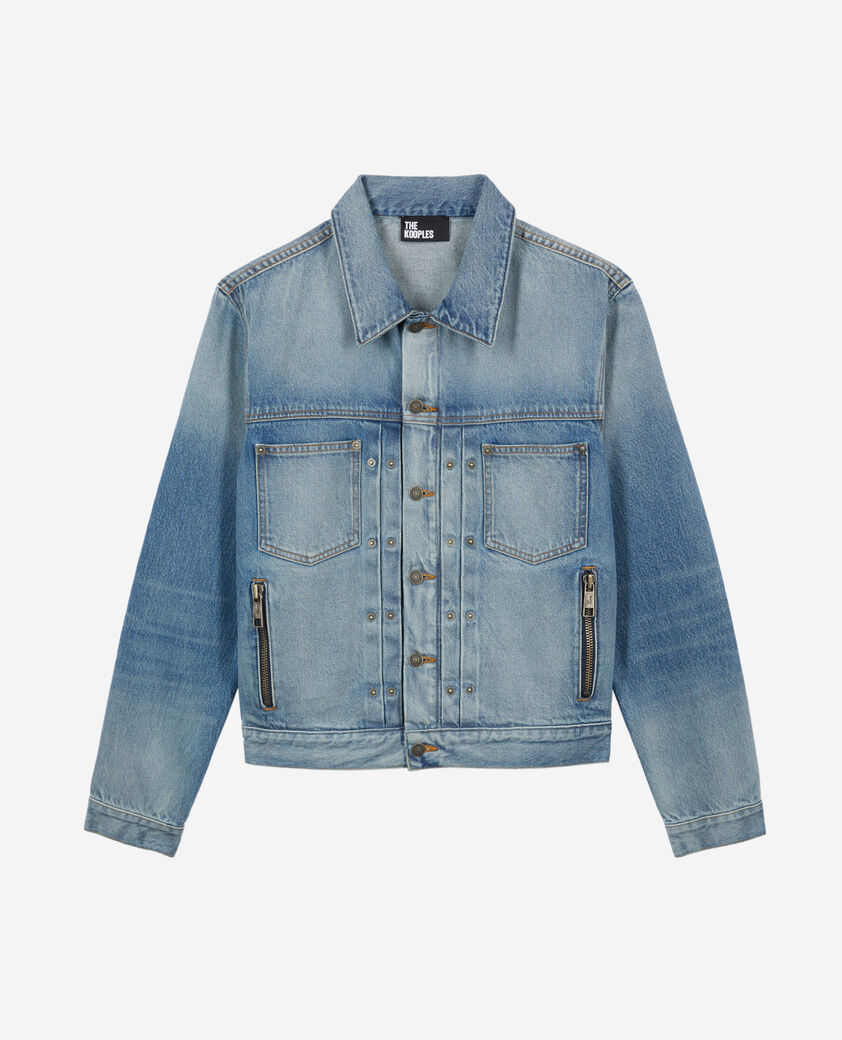 The Kooples HERREN BLUE DENIM blauer blouson aus gewaschenem denim