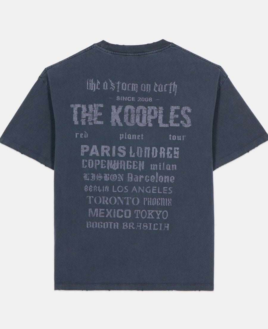 The Kooples H BLACK WASHED black t-shirt with serigraphy