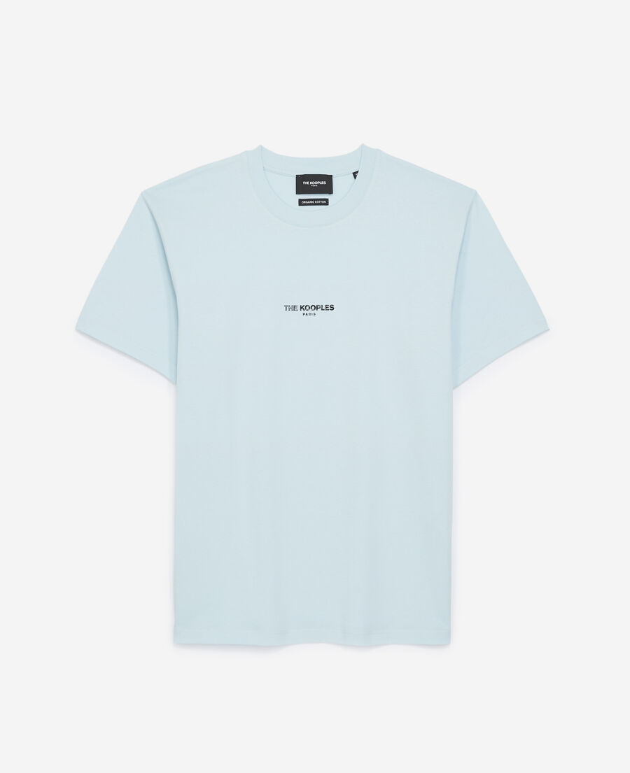 Blue cotton T-shirt with breast logo | The Kooples - US