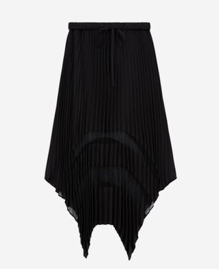 The Kooples FEMME BLACK jupe longue plissée avec dentelle noire