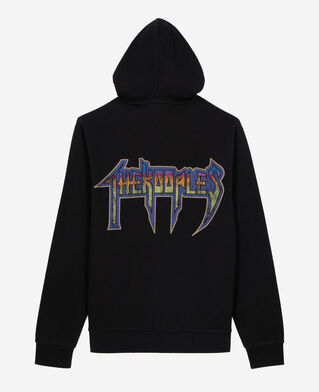 The Kooples HOMME BLACK WASHED sweatshirt à capuche et sérigraphie zippé noir