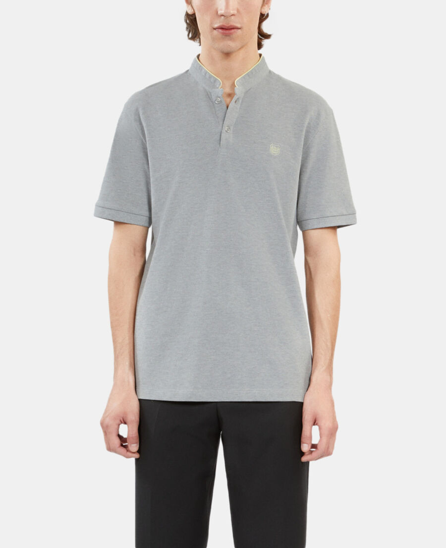 The Kooples HERREN GREY YELLOW graues poloshirt aus baumwollpiqué