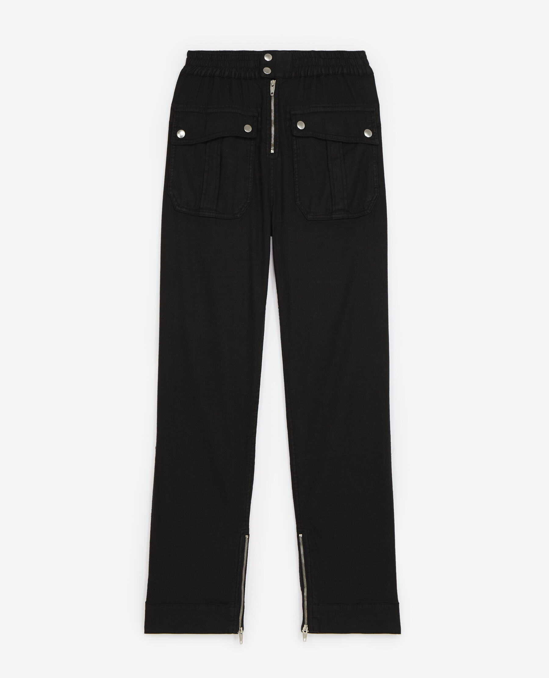 Black cargo pants in stretch linen The Kooples