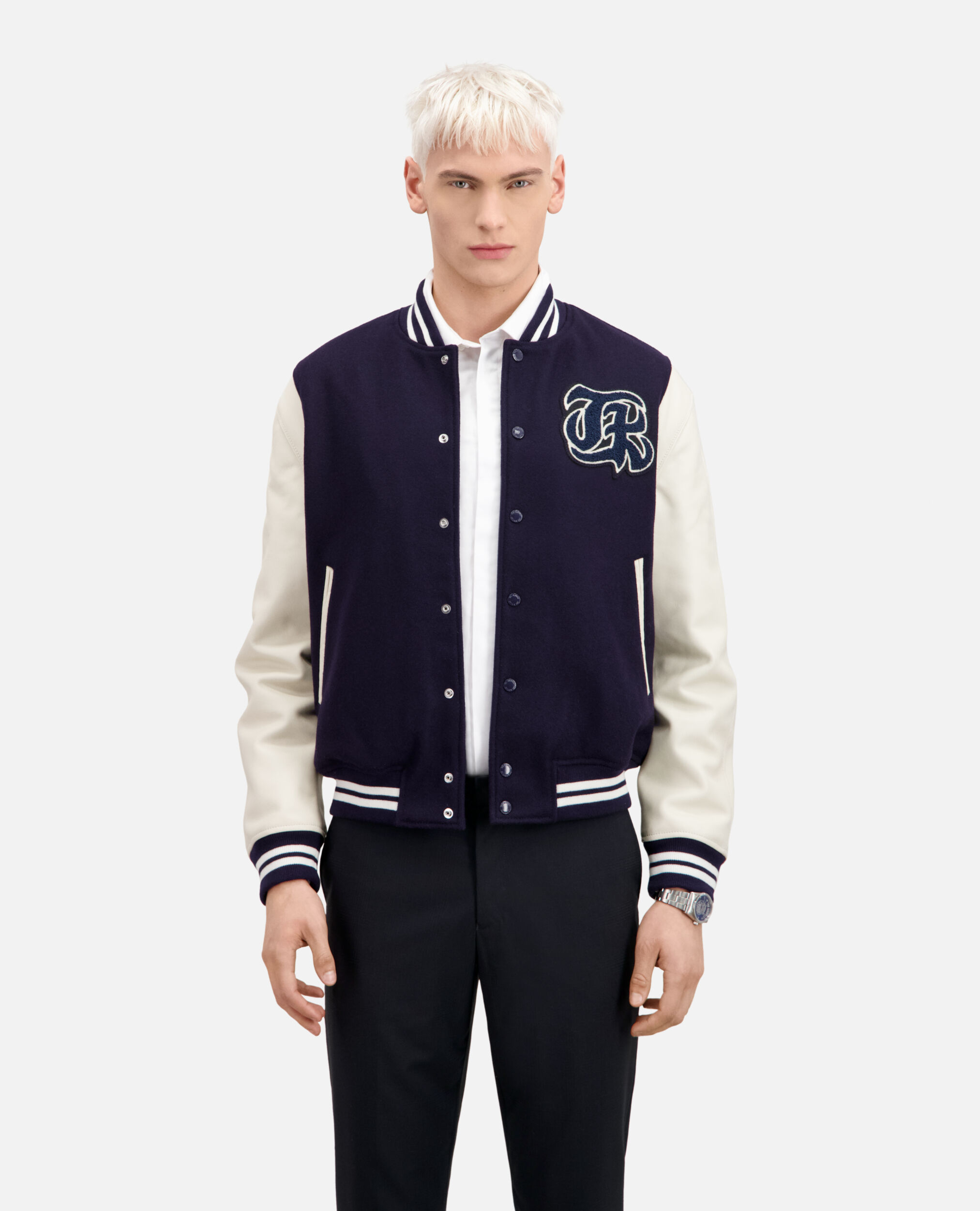 Navy blue Teddy jacket with patch, NAVY, hi-res image number null