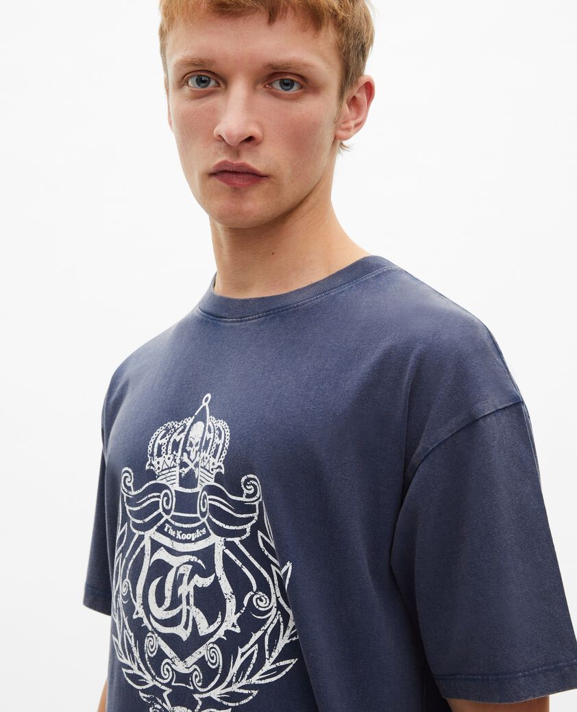 The Kooples MEN DARK NAVY t-shirt with navy screen print