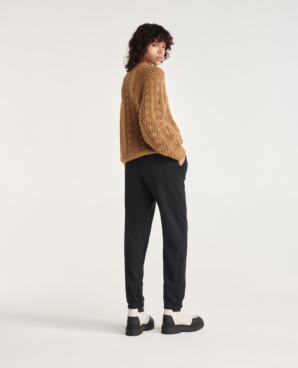 Womens black dress joggers sales