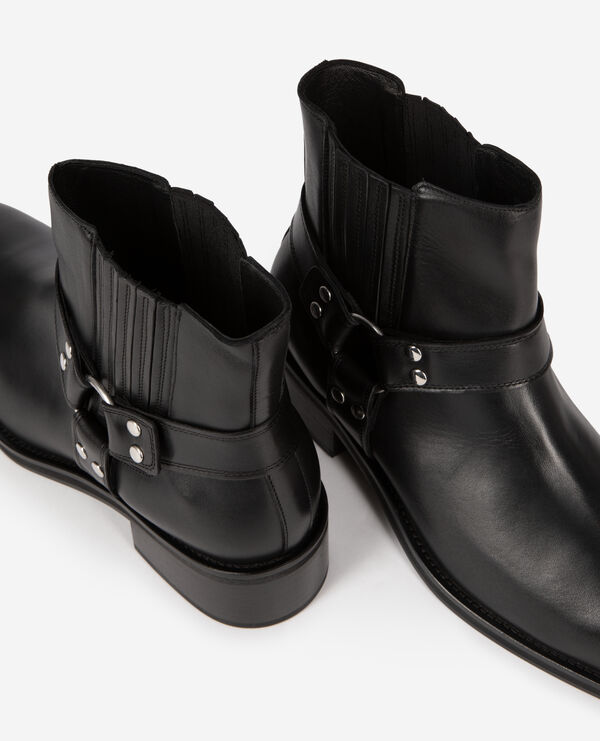 The Kooples HOMME BLACK bottines avec sangles en cuir noir