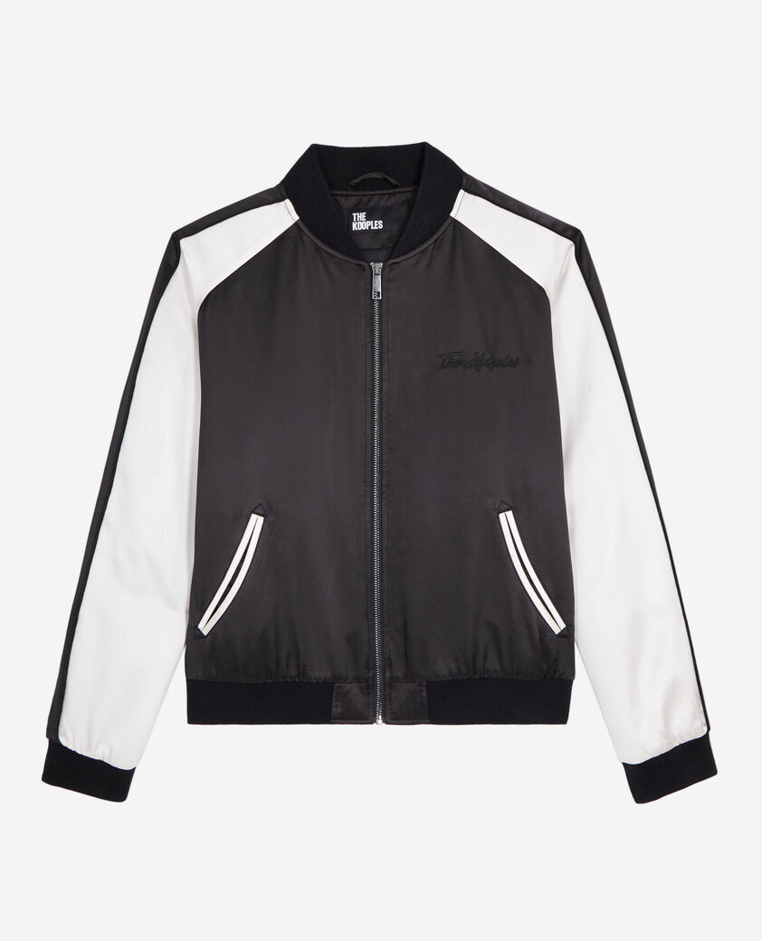 The Kooples WOMEN BLACK black and white satin jacket with dragon embroidery