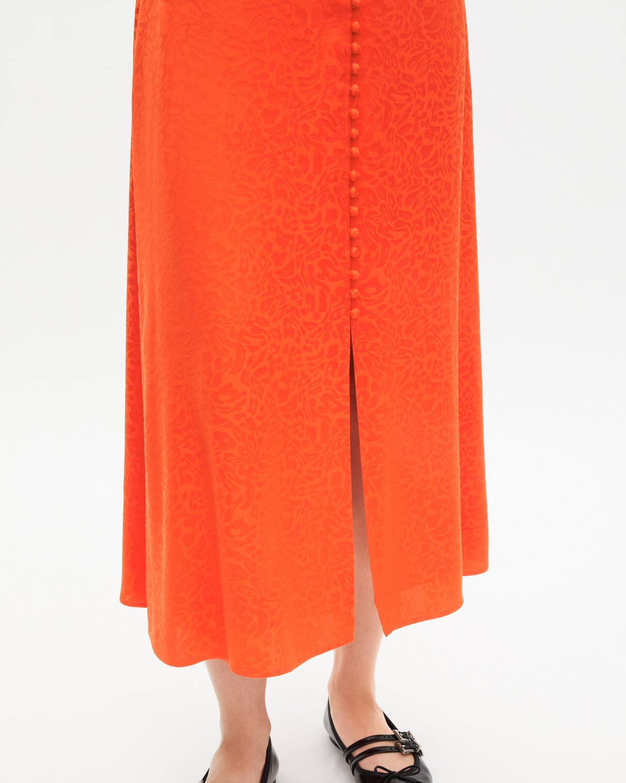 The Kooples WOMEN ORANGE RED long skirt in orange jacquard