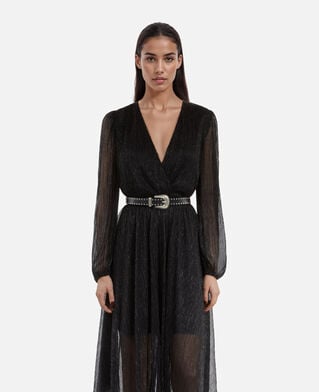 The Kooples FEMME BLACK robe longue plissée noire
