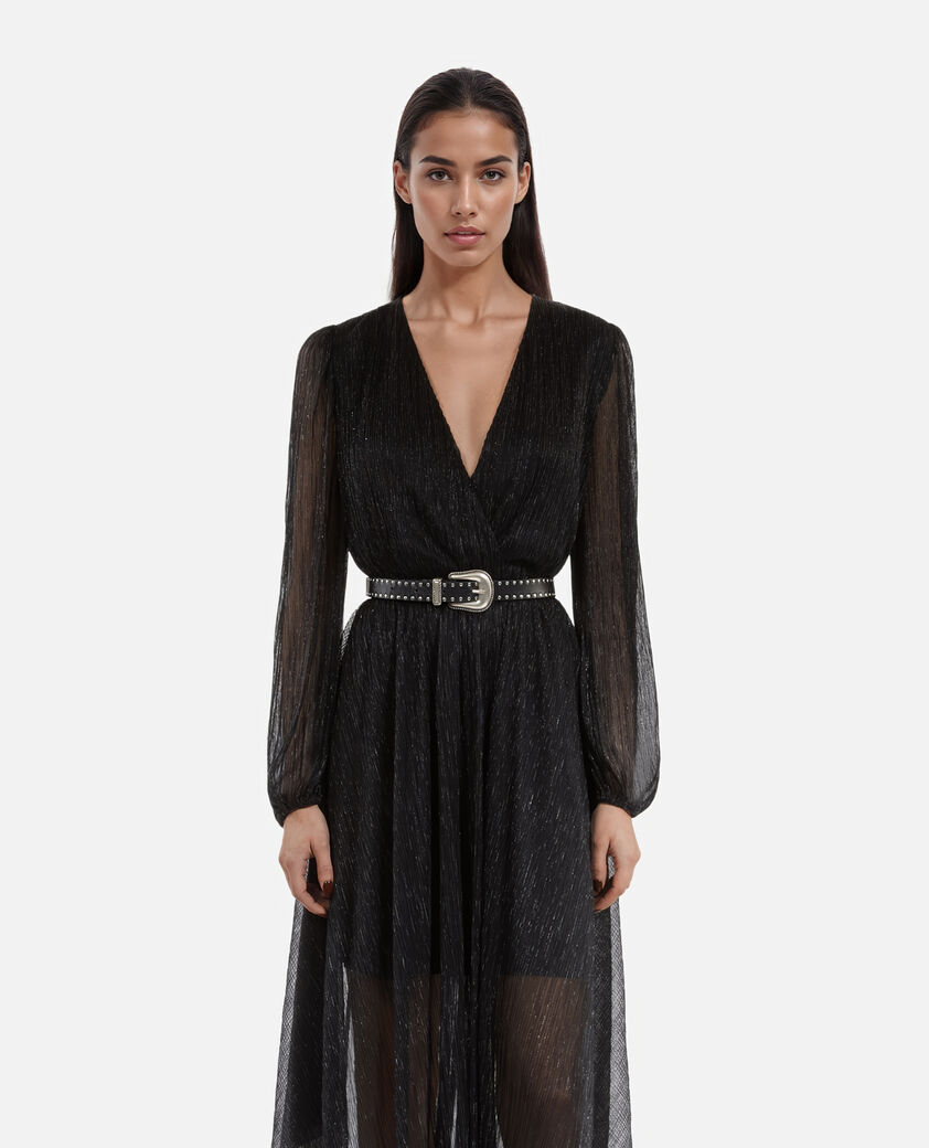 The Kooples FEMME BLACK robe longue plissée noire