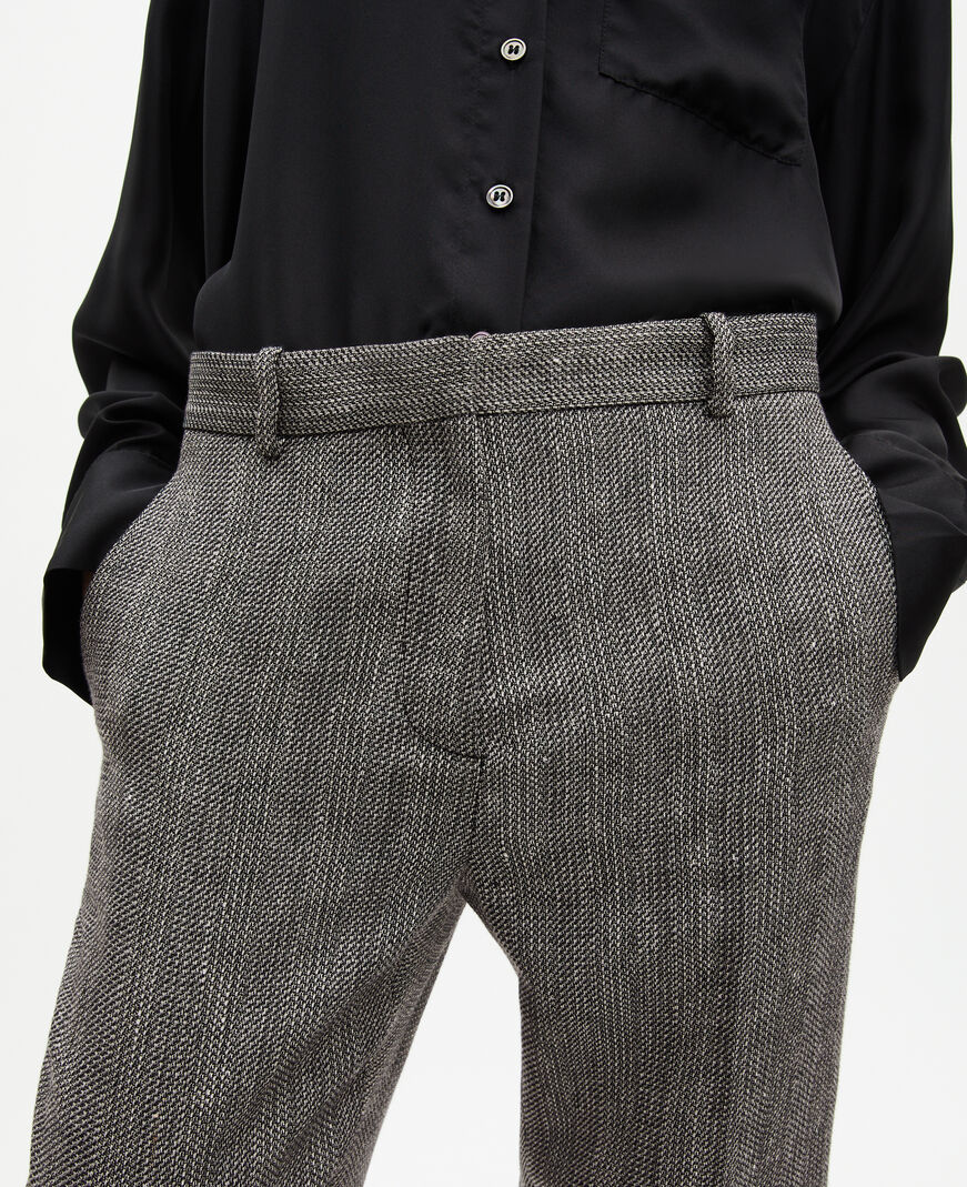 The Kooples WOMEN GREY grey wool and linen straight-leg tailored pants