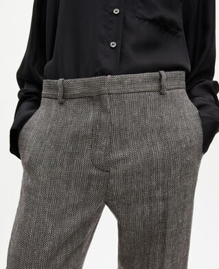 The Kooples WOMEN GREY grey wool and linen straight-leg tailored pants