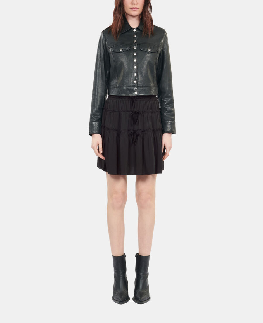 The Kooples FEMME BLACK jupe courte avec n&oelig;uds noire