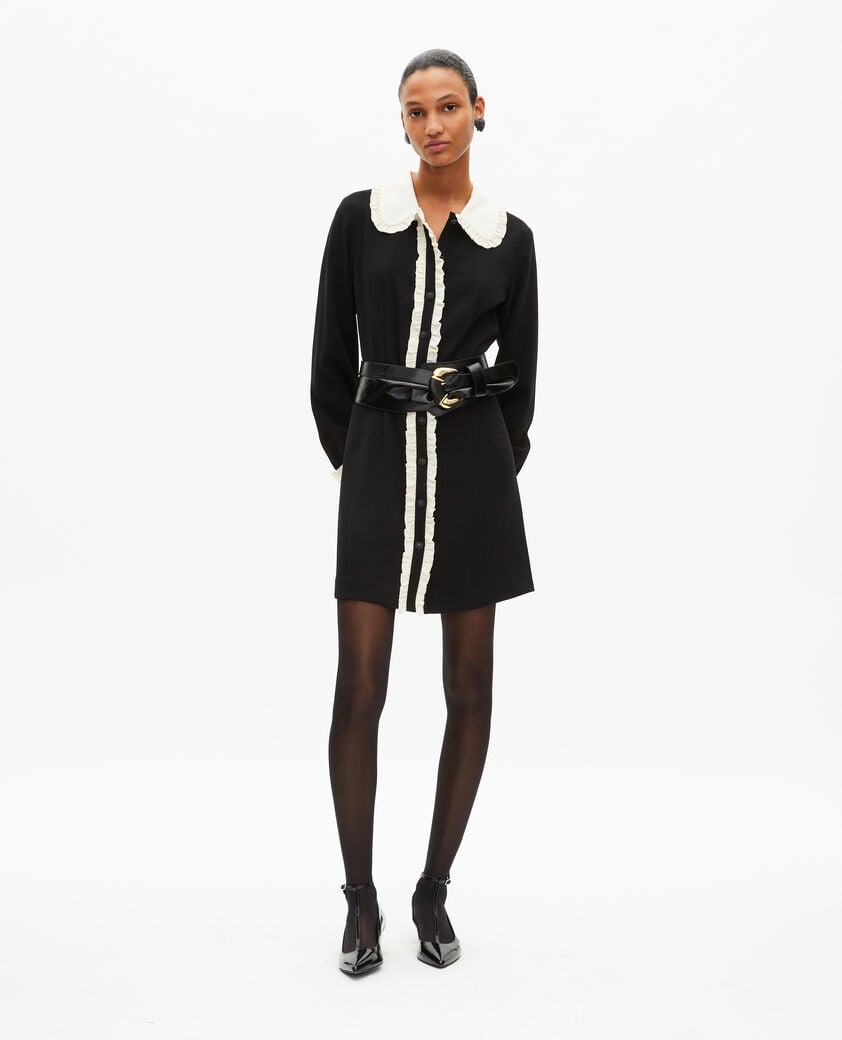 The Kooples WOMEN BLACK short black dress with contrasting collar