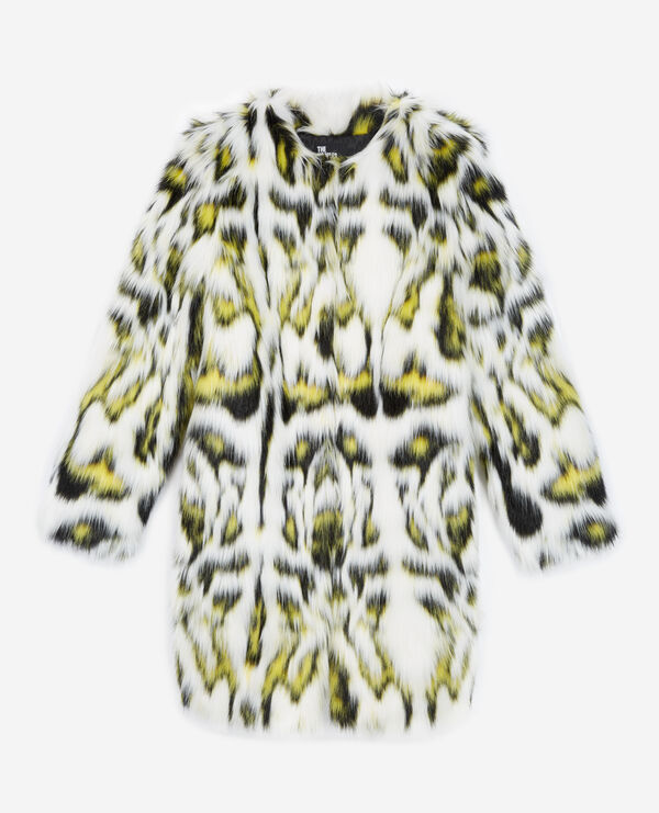 printed faux fur coat