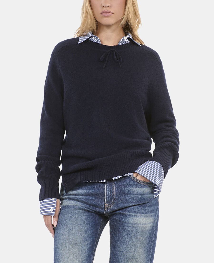 The Kooples WOMEN NAVY blue cashmere sweater