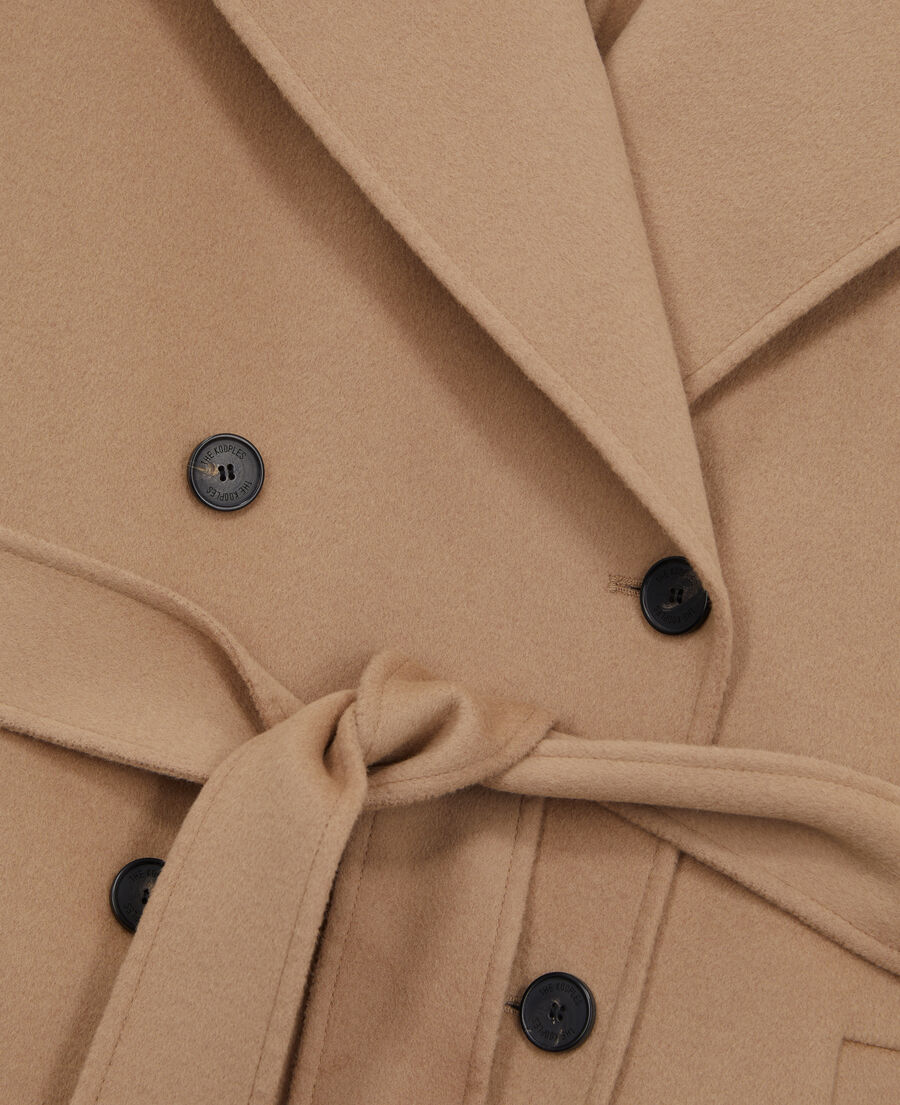 manteau long beige en mélange de laine
