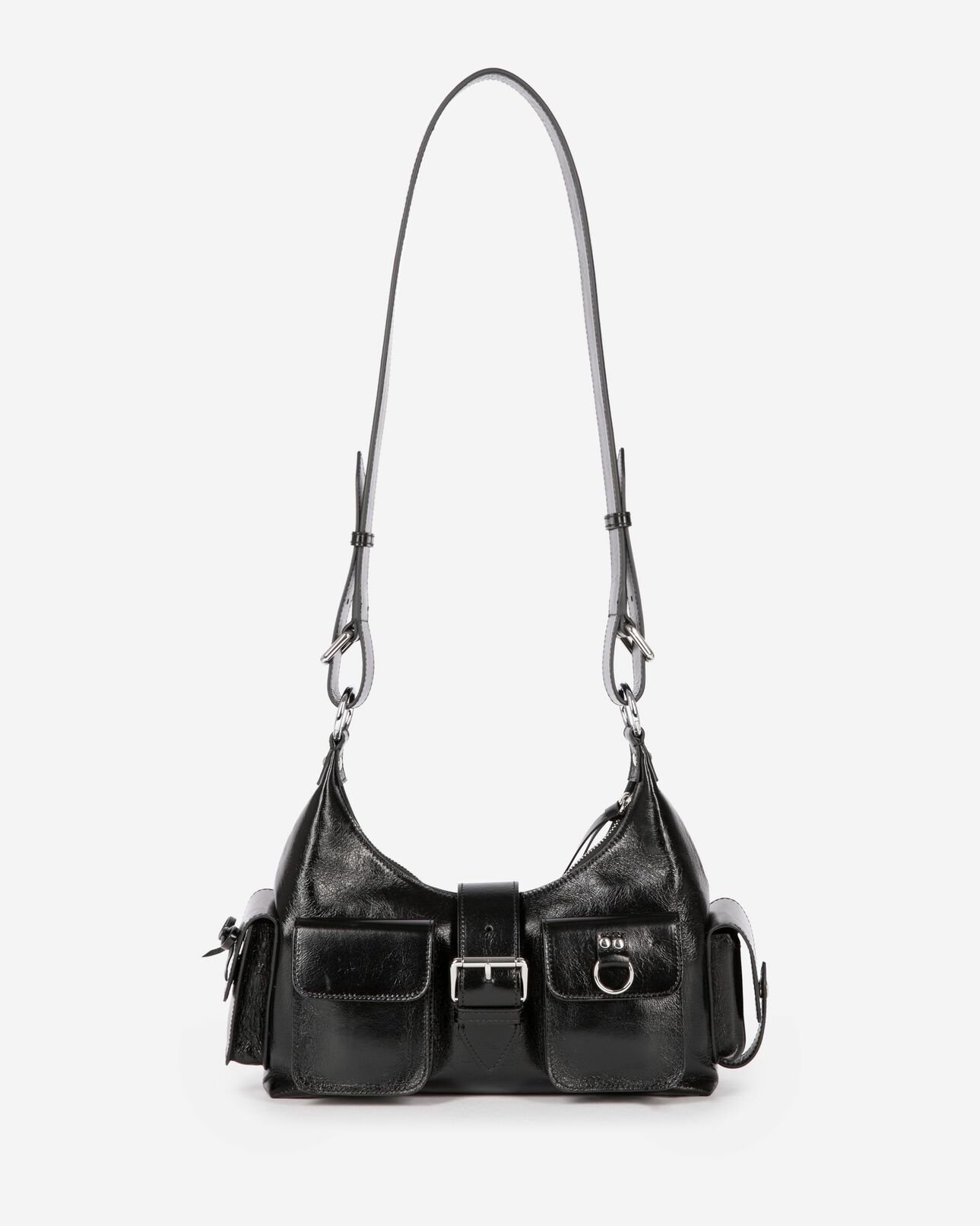 The Kooples DAMEN BLACK amelia taschengurt aus schwarzem rissleder
