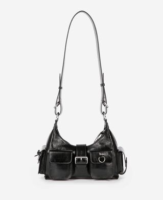 The Kooples DAMEN BLACK amelia taschengurt aus schwarzem rissleder