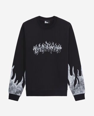 The Kooples HERREN BLACK herren schwarzes sweatshirt mit siebdruck