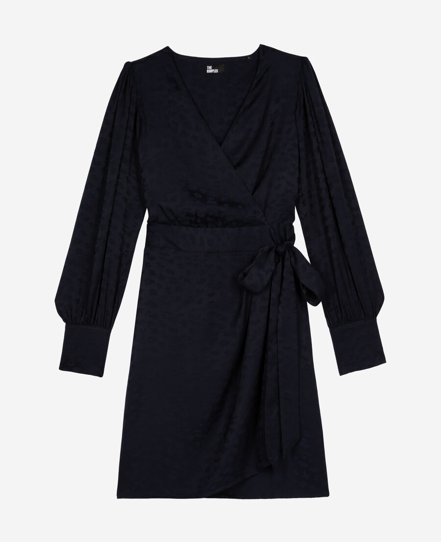 The Kooples DAMEN NAVY kurzes wickelkleid aus jacquard in marine