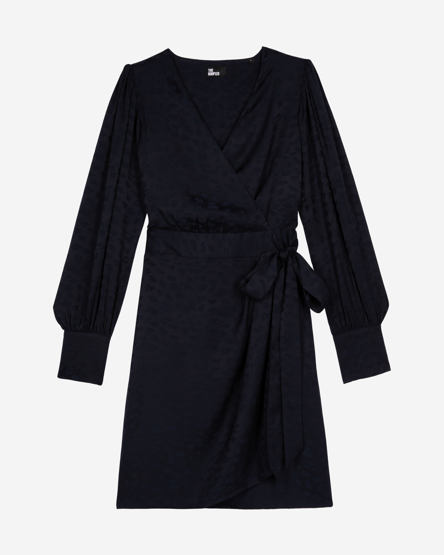 Short navy jacquard wrap dress, NAVY, hi-res image number null
