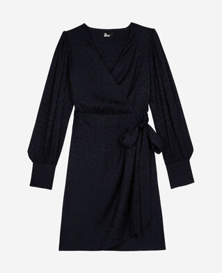 The Kooples DAMEN NAVY kurzes wickelkleid aus jacquard in marine