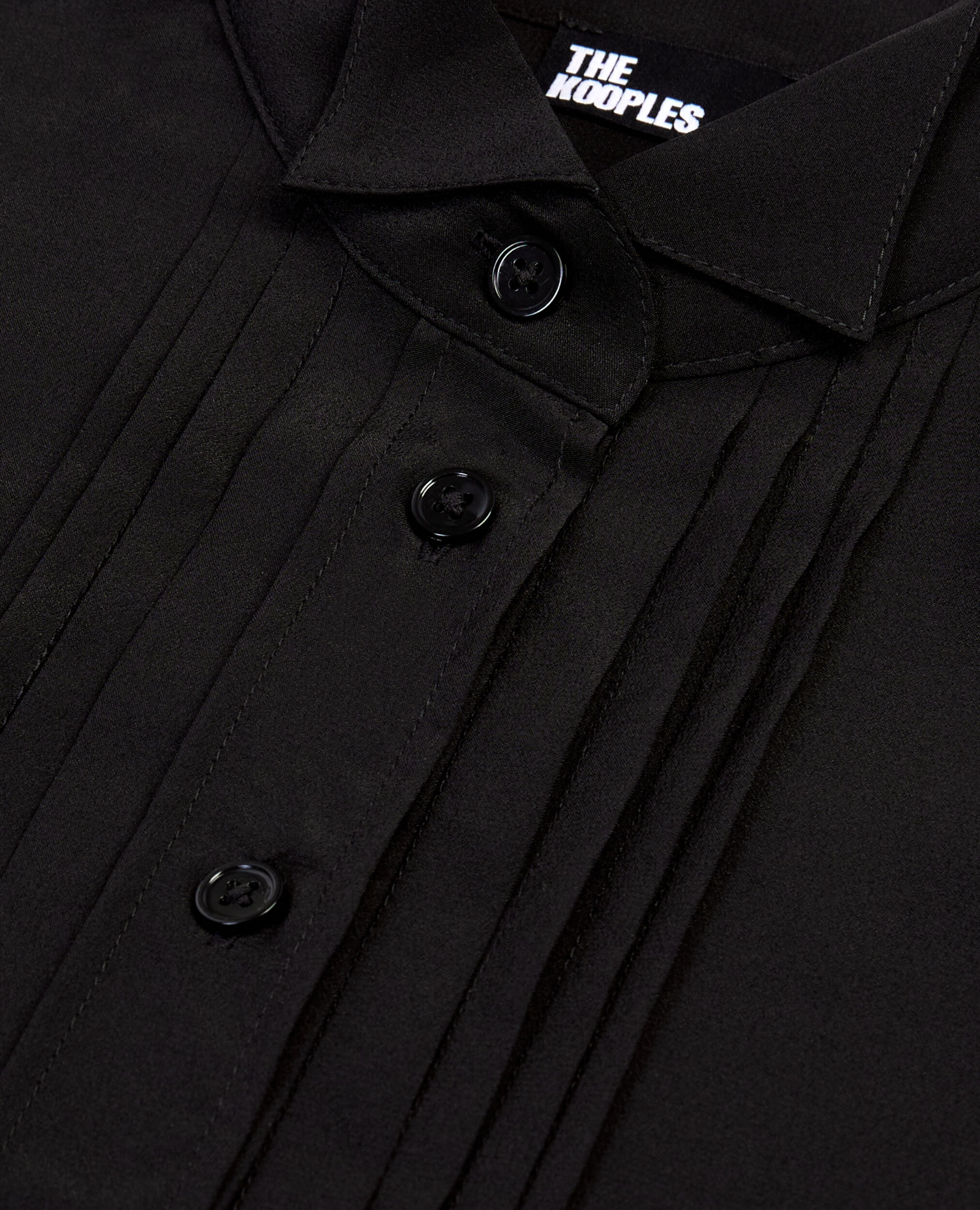 Schwarzes Hemd aus Seide mit Plissierung, BLACK, hi-res image number null