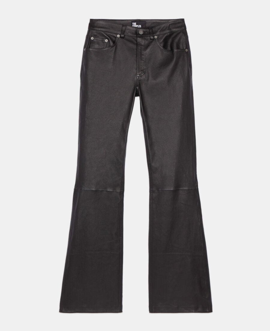 The Kooples WOMEN BLACK black leather flare trousers