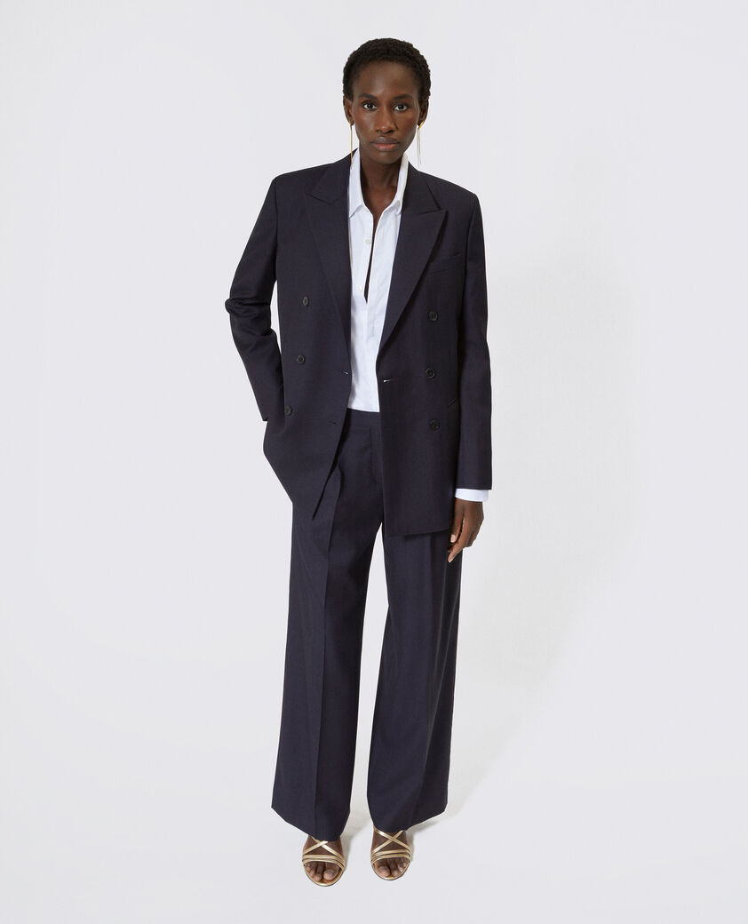The Kooples WOMEN NAVY-RED double-breasted suit jacket in navy striped wool