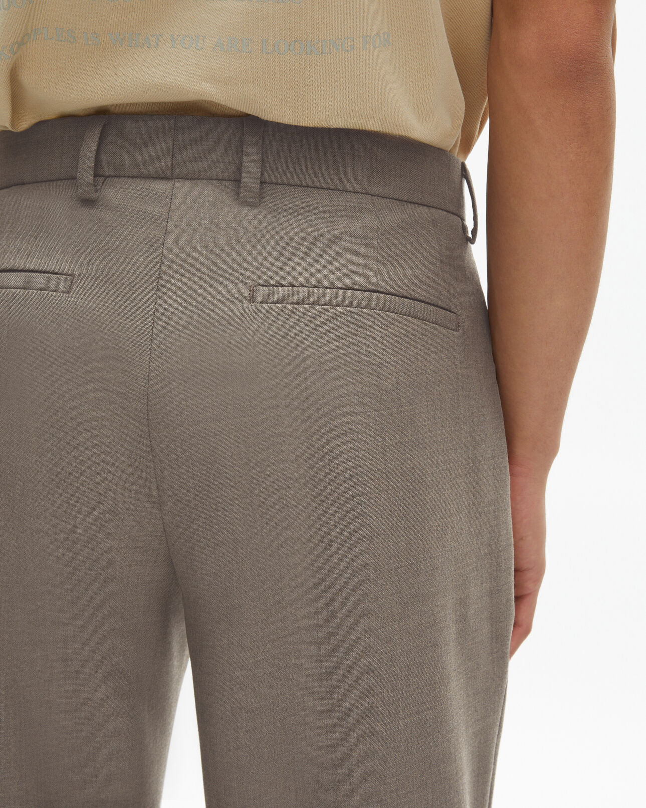 The Kooples MEN BEIGE MELANGE beige wool suit pants