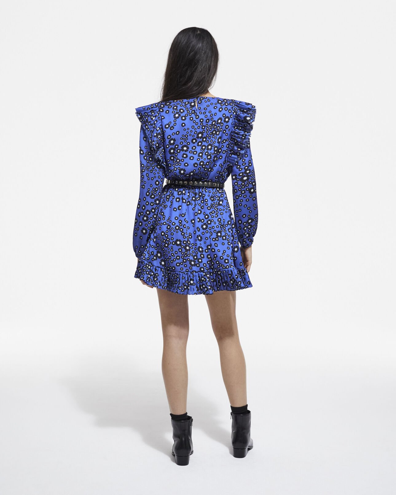 The Kooples FEMME BLUE BLACK robe courte imprimée bleue