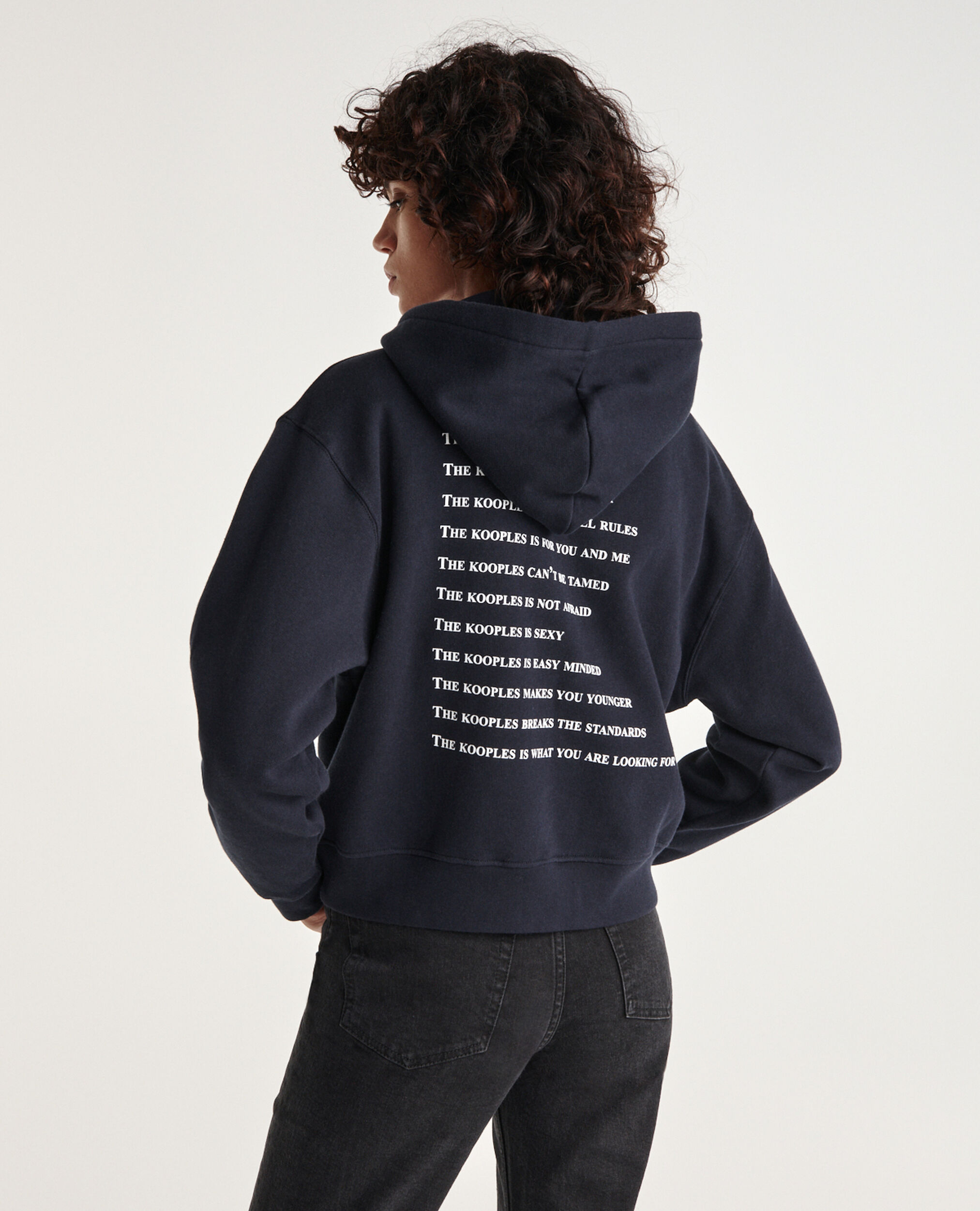 Navy sweatshirt with screen print what is, NAVY, hi-res image number null
