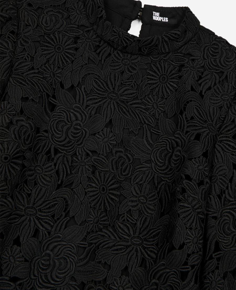 The Kooples WOMEN BLACK short dress in black floral lace