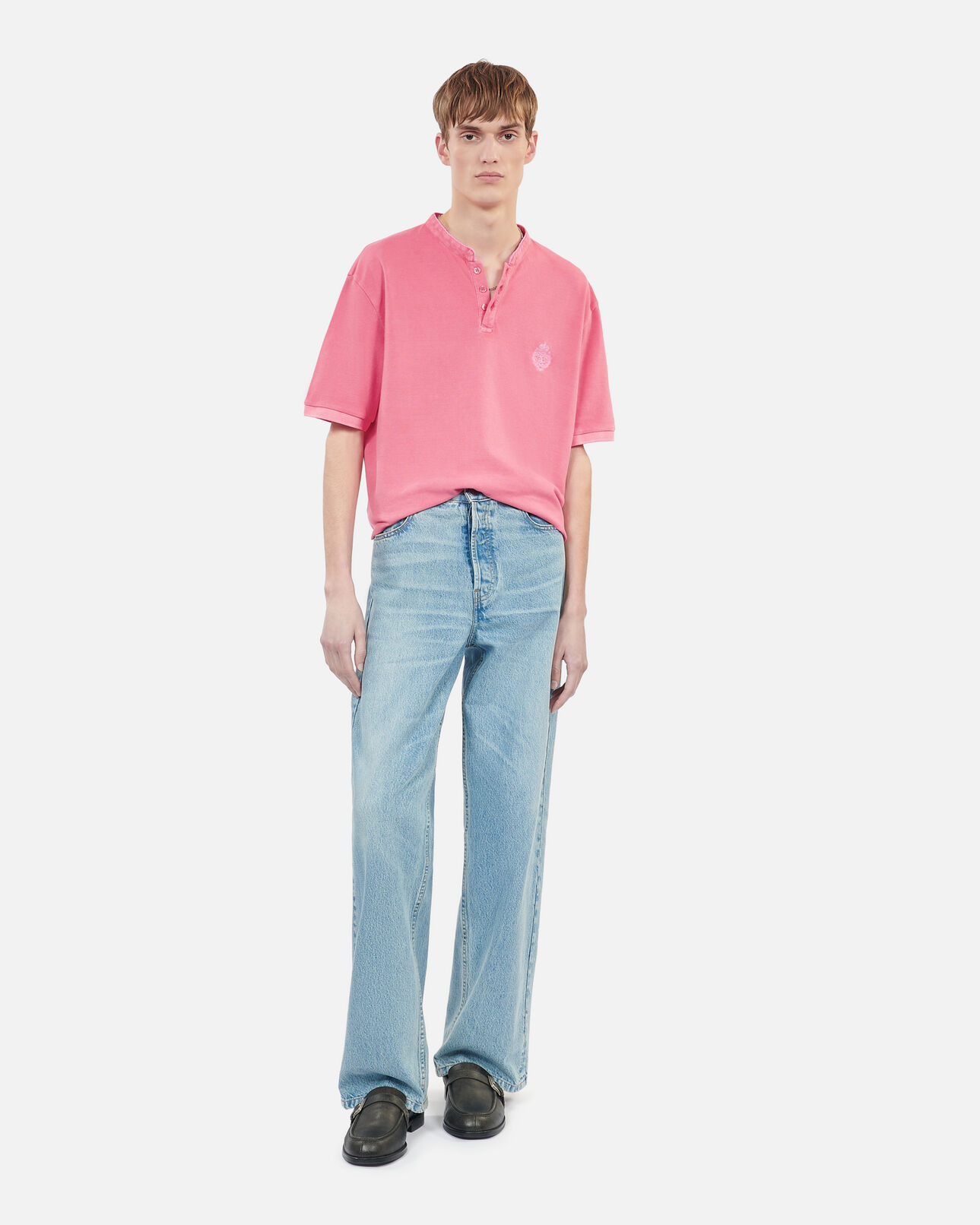 The Kooples MEN SWEET PINK pink piqué cotton polo t-shirt