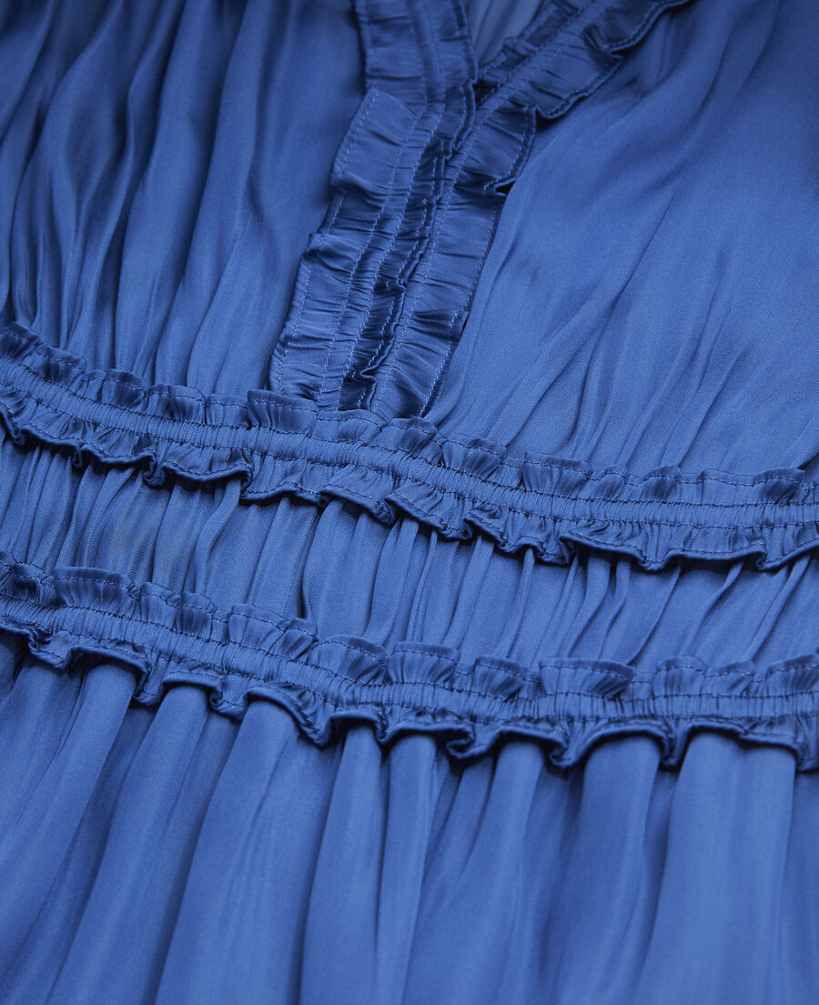 vestido corto azul fruncidos
