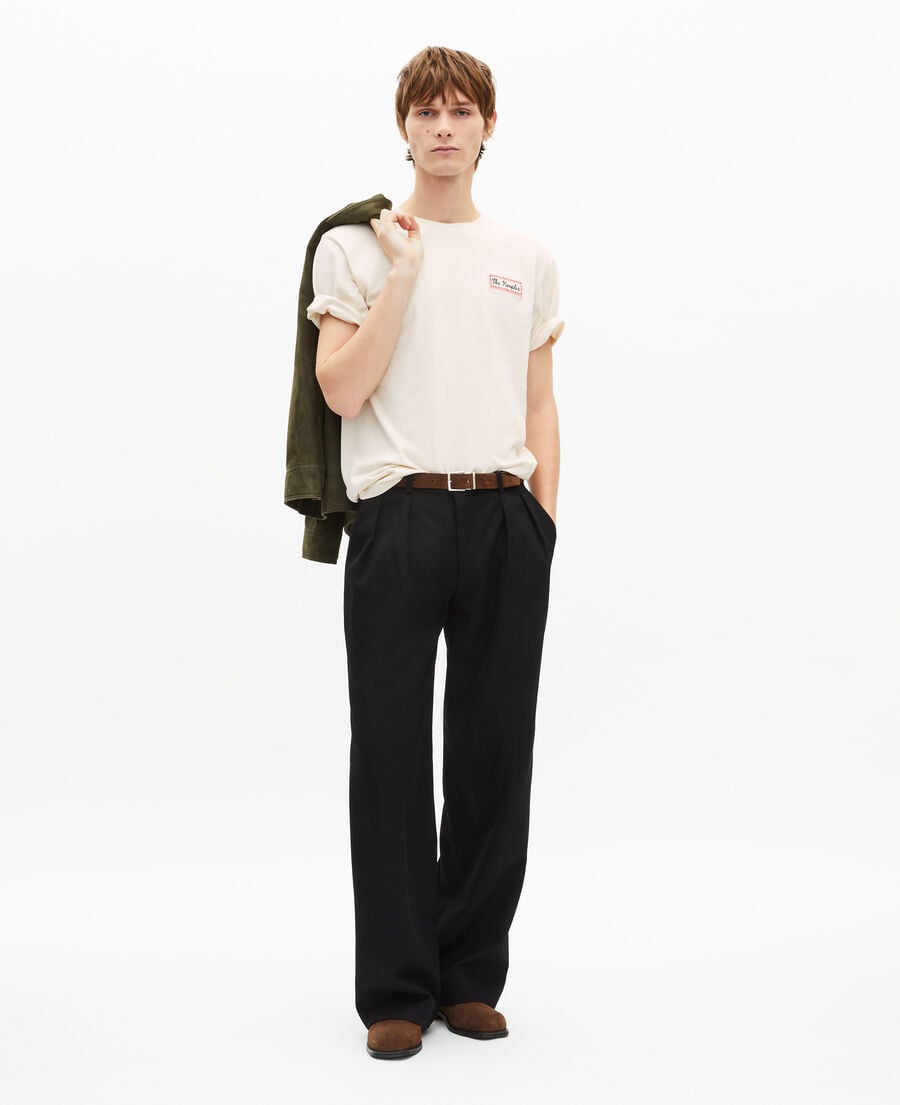 The Kooples HOMME LIGHT BEIGE t-shirt avec s&eacute;rigraphie via prony beige