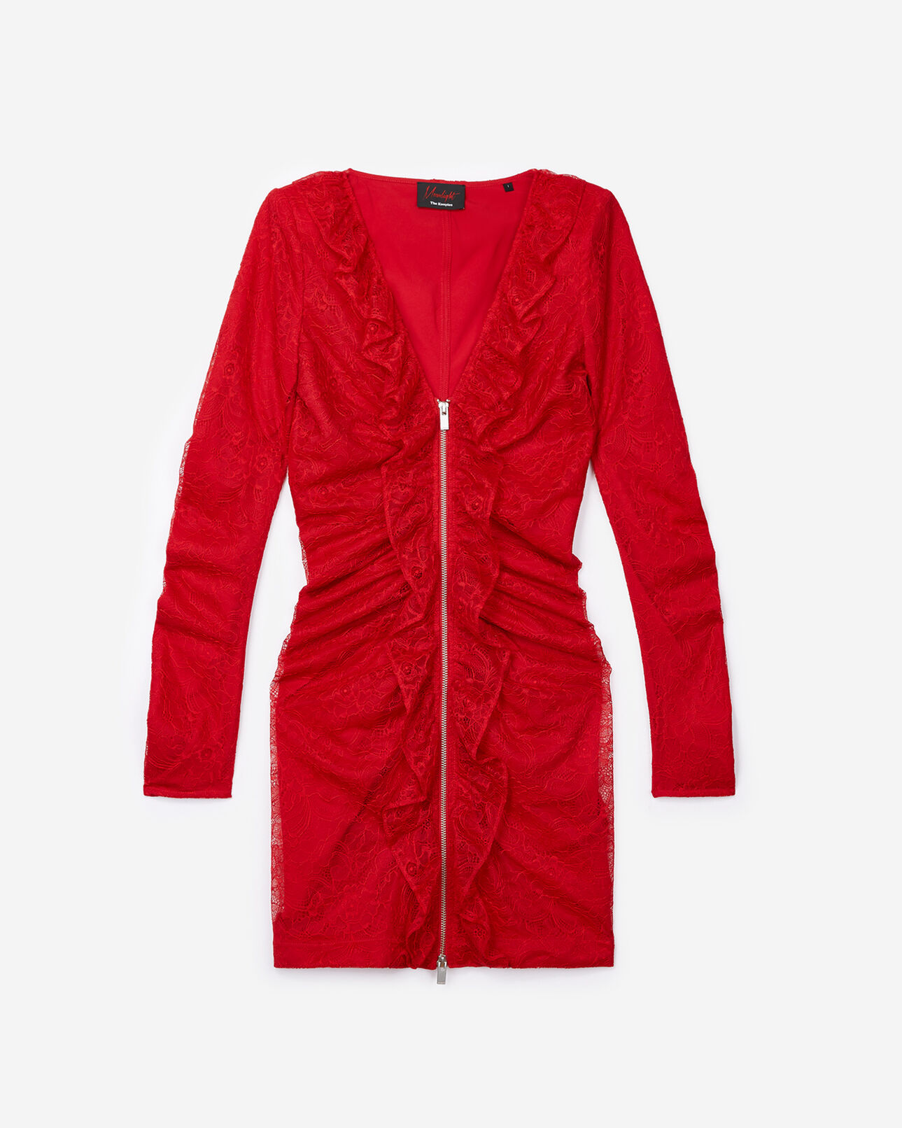 The Kooples FEMME RED robe courte dentelle rouge
