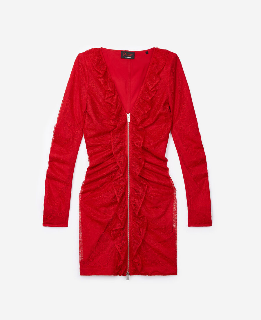 kurzes kleid aus roter spitze