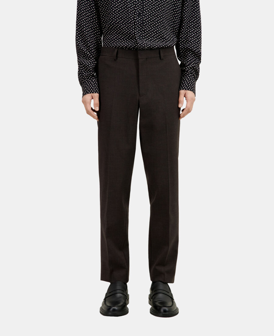 The Kooples HERREN BROWN / BLACK braune anzughose mit hahnentrittmuster