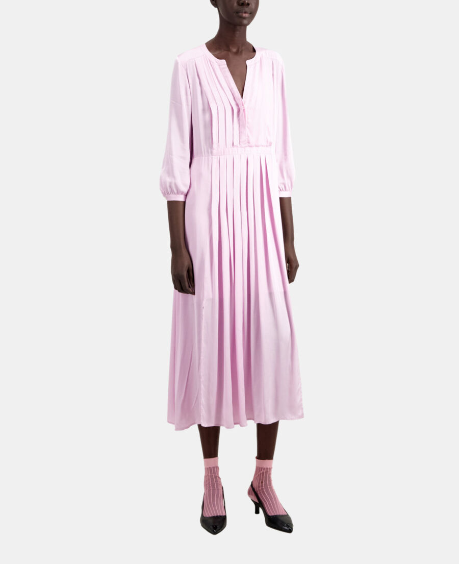 robe longue rose avec plissage