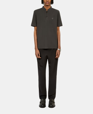 The Kooples HOMME BLACK-ORANGE polo en coton piqu&eacute; gris fonc&eacute;