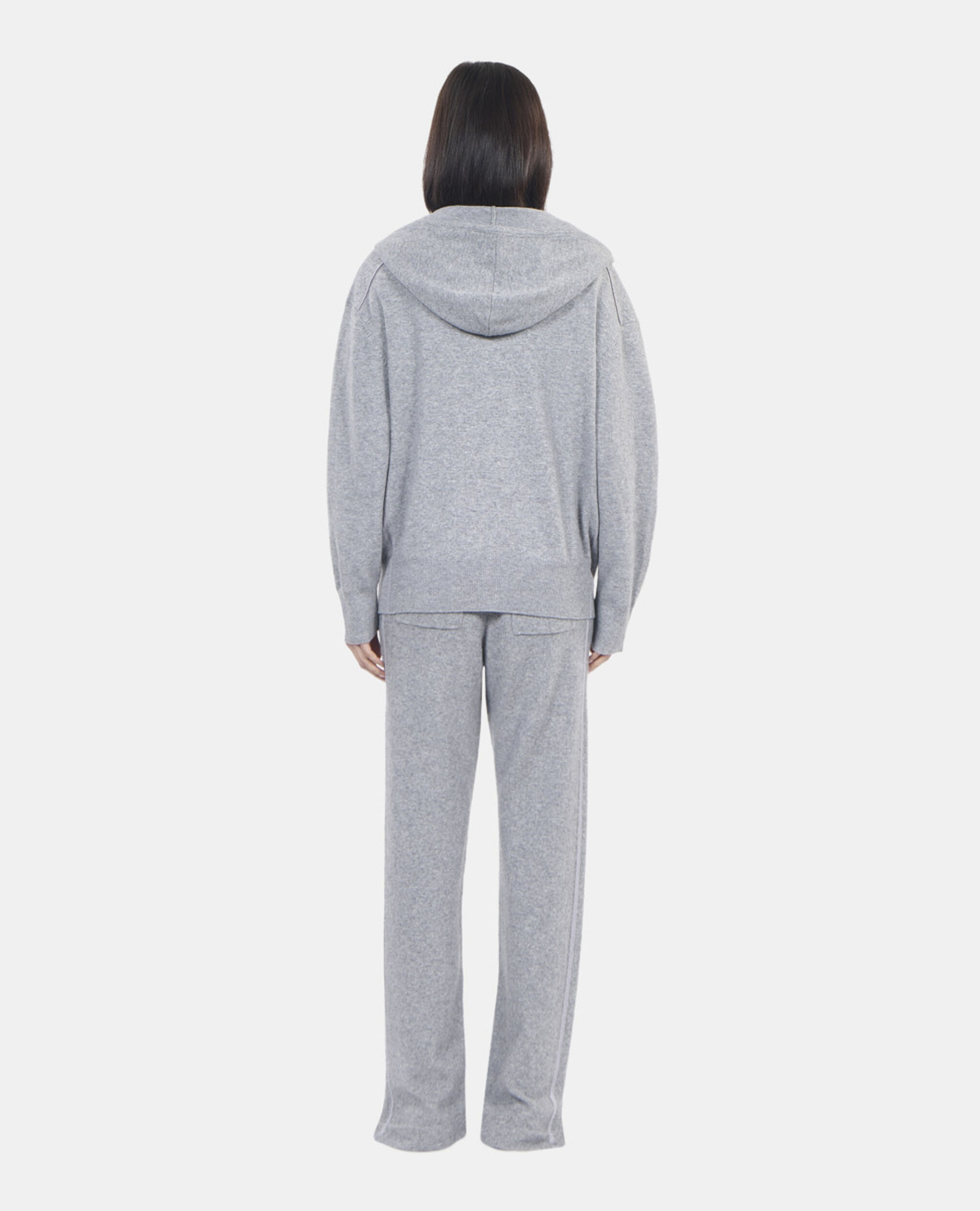 Grey wool and cashmere hoodie, MIDDLE GREY MEL, hi-res image number null