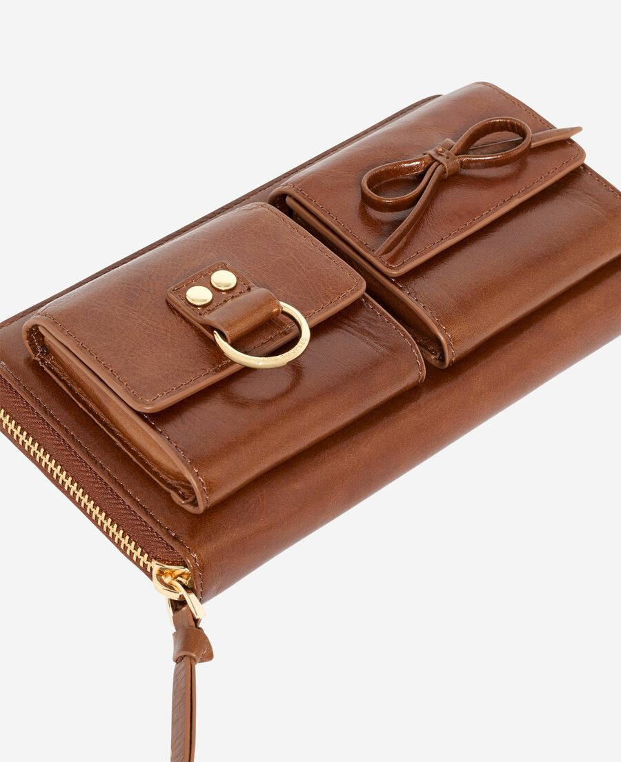 The Kooples FEMME BROWN portefeuille amelia en cuir marron