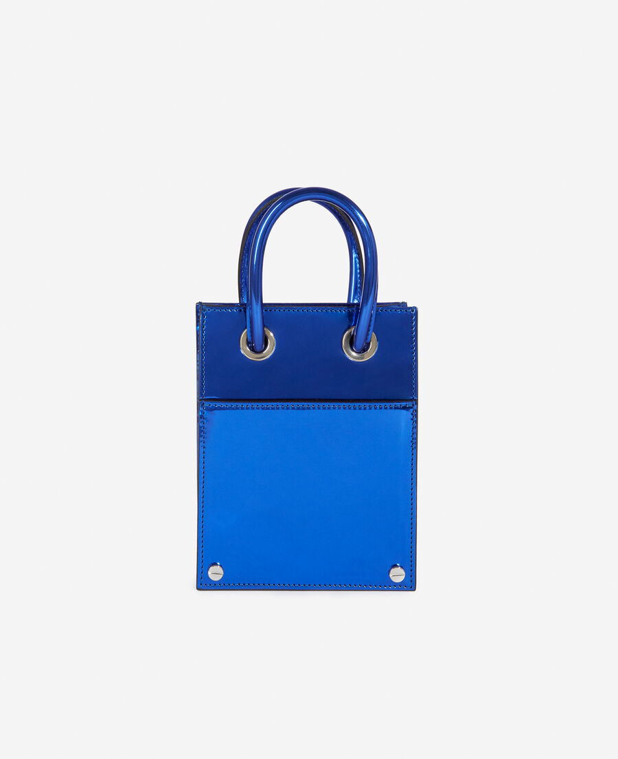 electric blue leather-effect nano bag