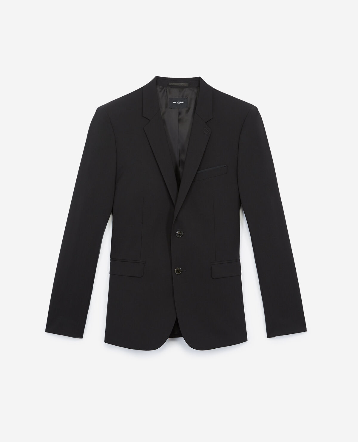 Slim-fit black wool suit jacket