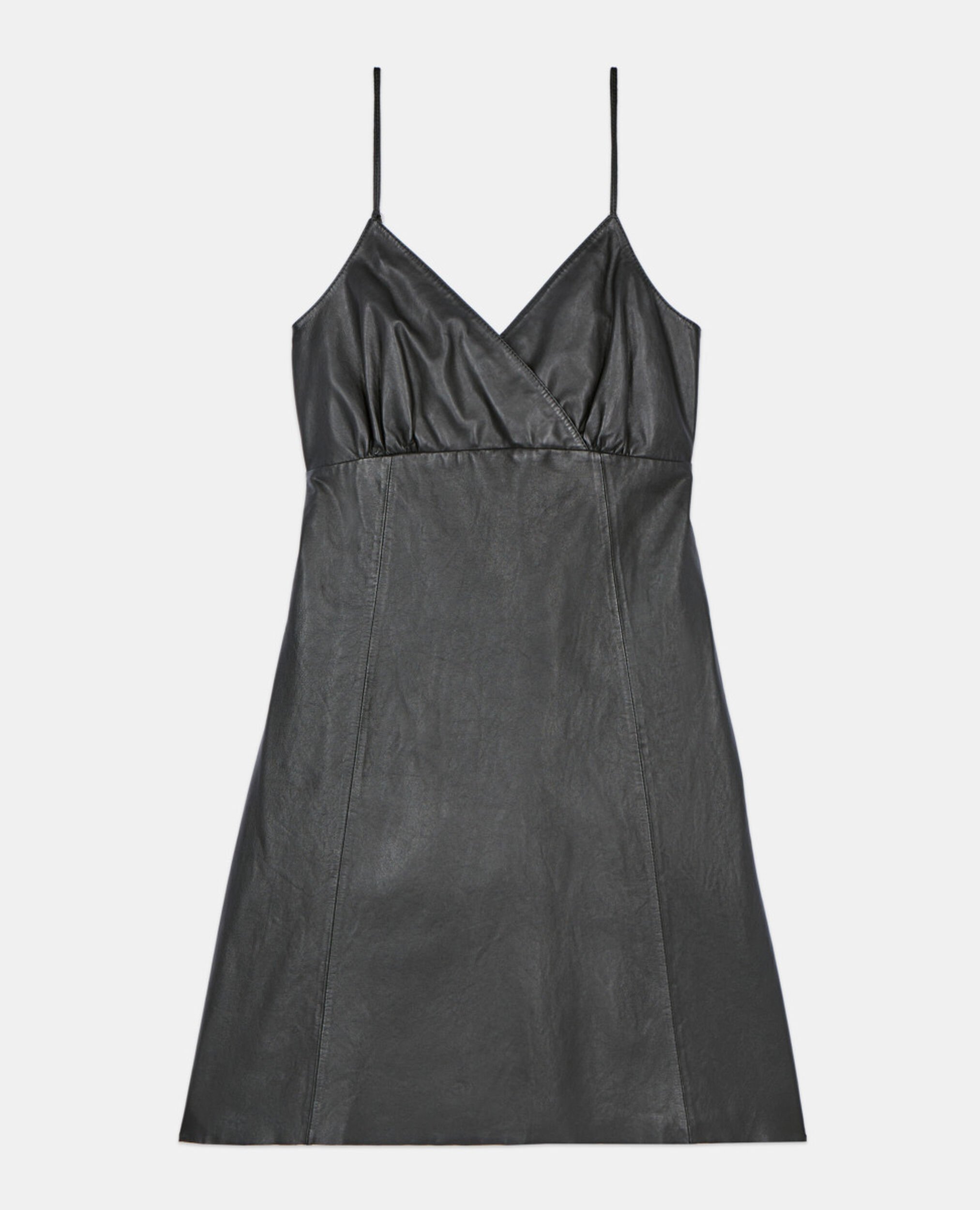 Short black leather dress, BLACK, hi-res image number null